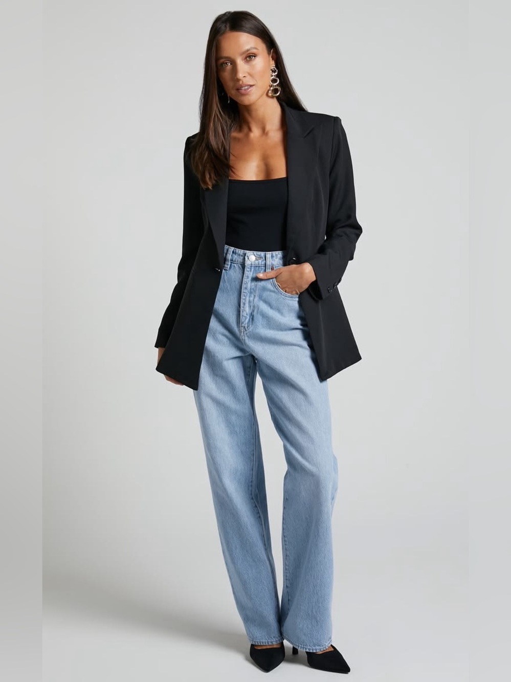 Old Navy Oversized Black Blazer Suit Jacket X-Large Notched Lapel